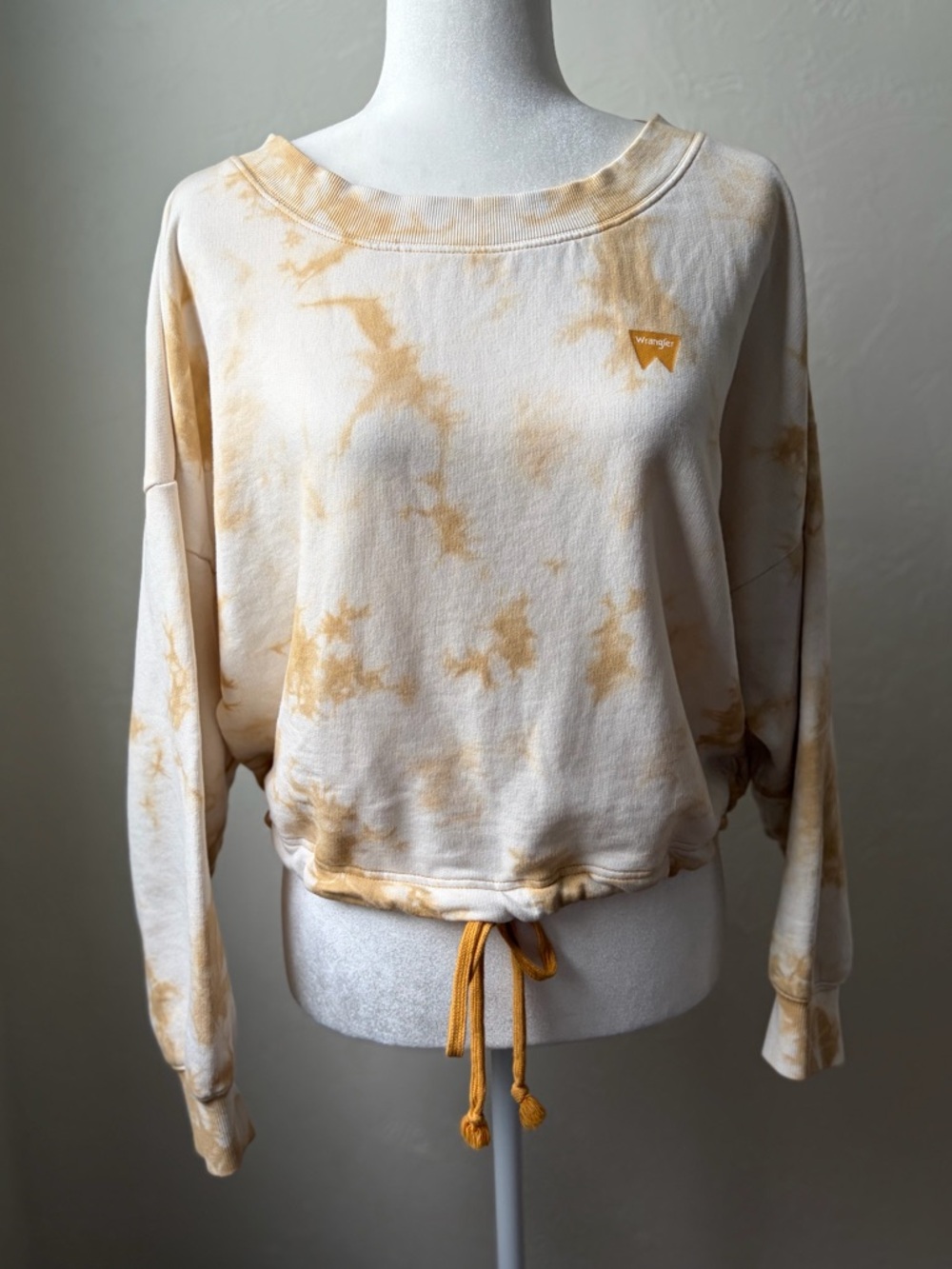 Wrangler Tie Dye Cropped Sweatshirt Drawstring Hem Oversized Fit Small